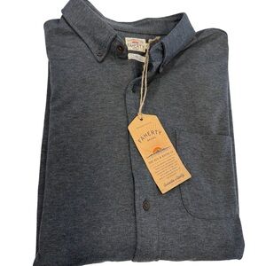 Faherty Men’s Coastline Knit Shirt Button Down Charcoal Twill Sz XXL NWT